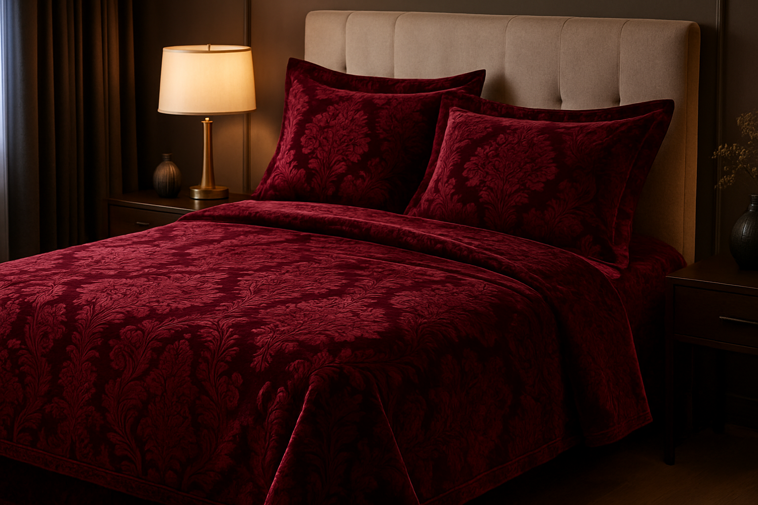 4Pc Velvet Jaquard Bedsheet |King Size | Velvet Jaquard