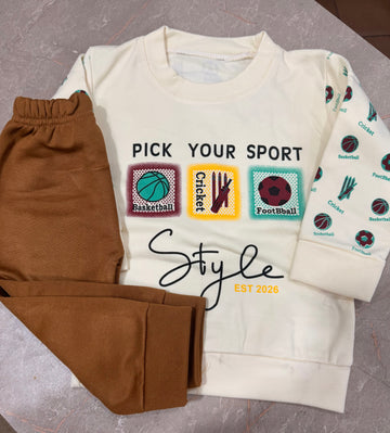 Kids SweartSuit  Style Brown |winter Faleece