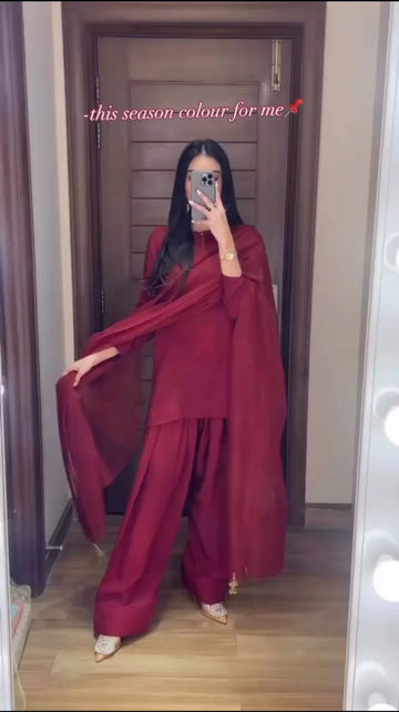 Farshi Shalwar kameez Redish Meroon