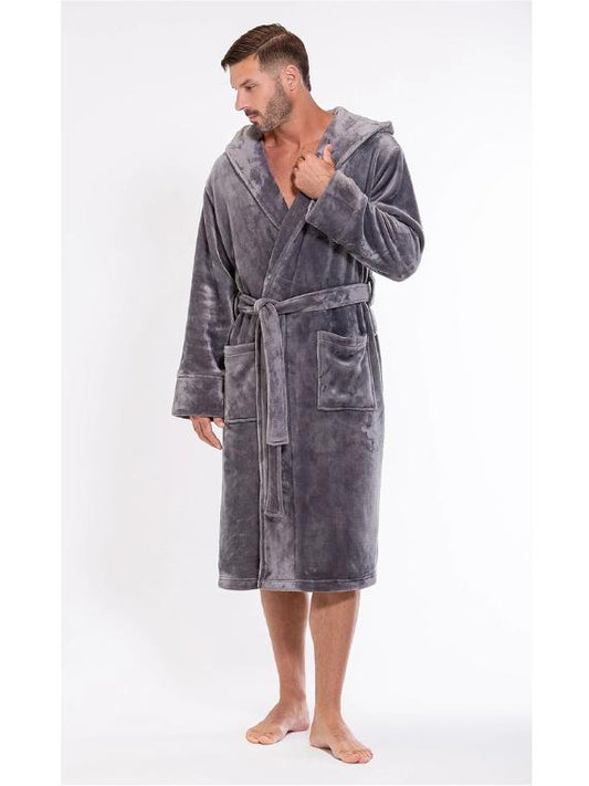 Unisex Luxury Shawl Collar Bathrobe – Soft Microfiber faleece,
