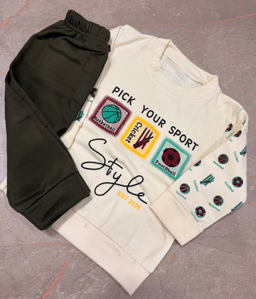 Kids SweartSuit  Style Green |winter Faleece