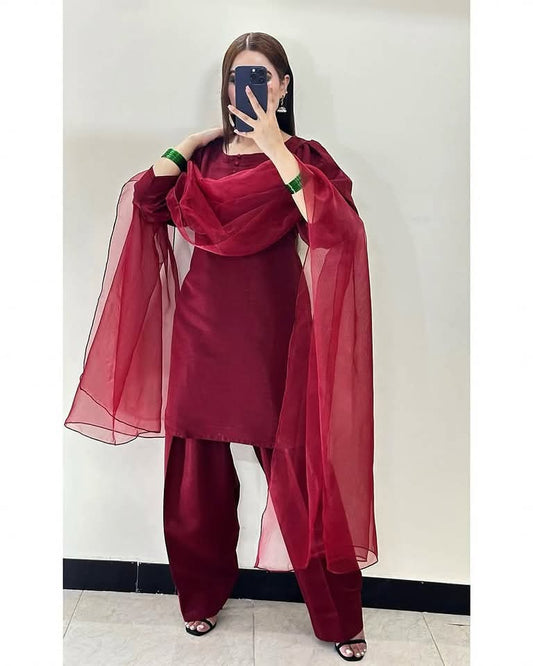 Farshi Shalwar kameez Redish Meroon