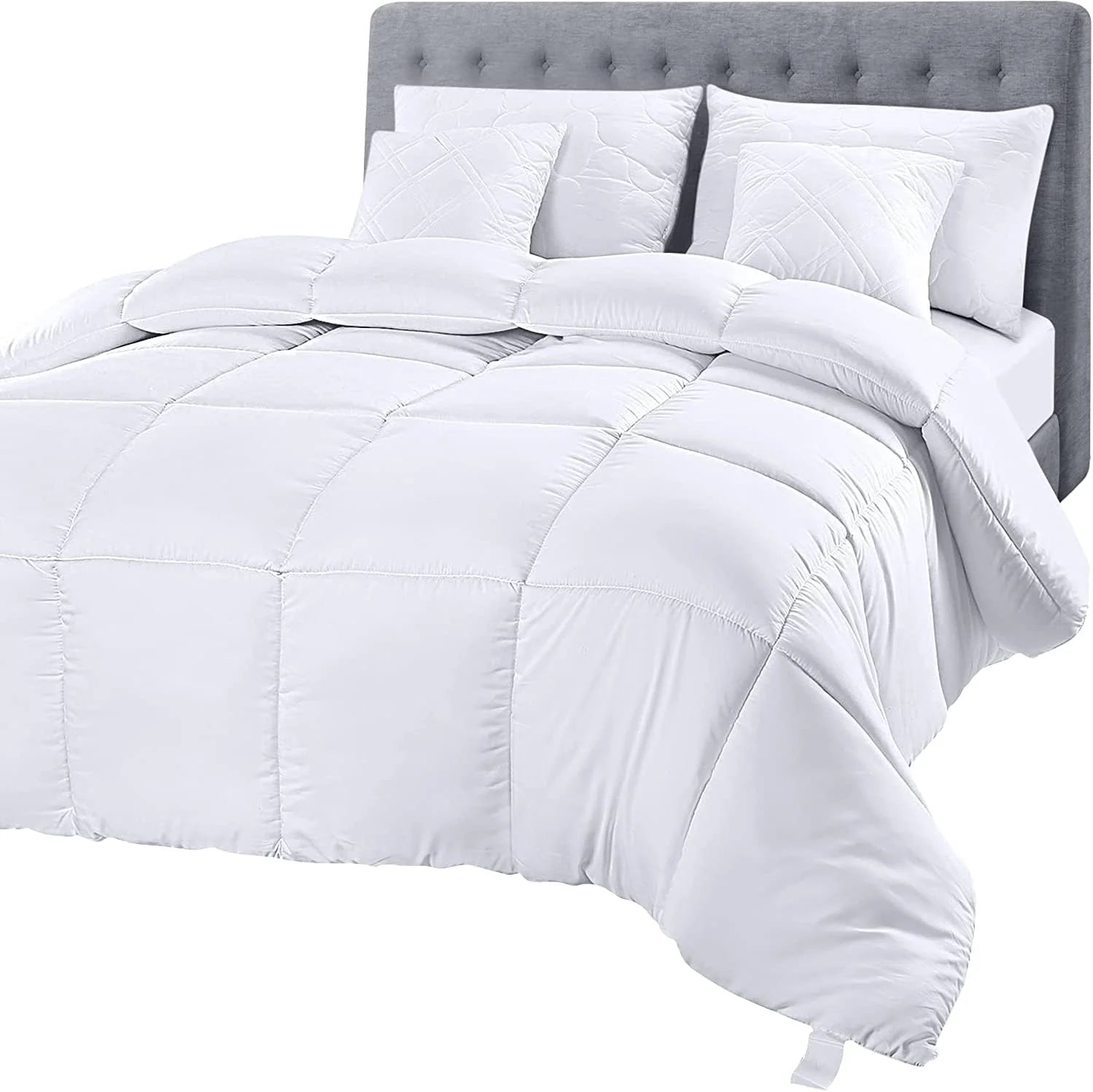 Soft White Quilted Razai with Corner Tabs