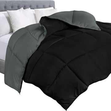 Soft Black/Grey Quilted Razai with Corner Tabs