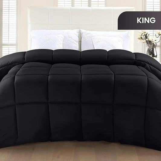 Soft Black Quilted Razai with Corner Tabs