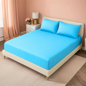 FEROZI stripe satin fitted bedsheet - (premium)