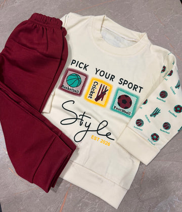 Kids SweartSuit  Style meroon |winter Faleece