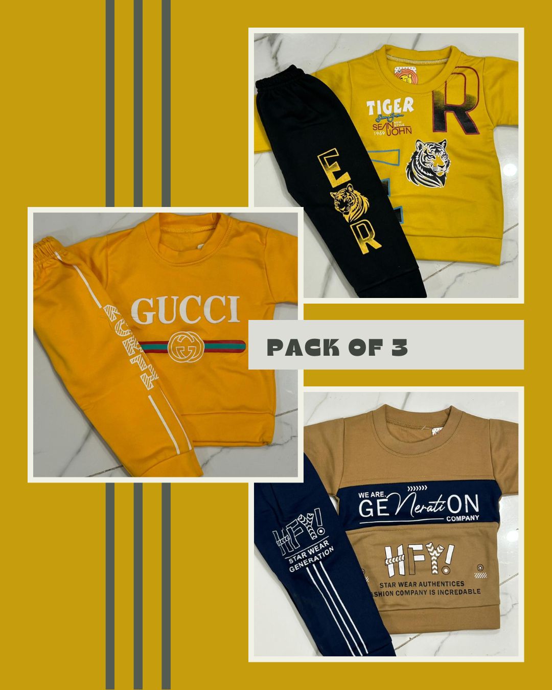 Pack Of 3 Kids SweartSuit | Faleece | 1 to 4 yrs