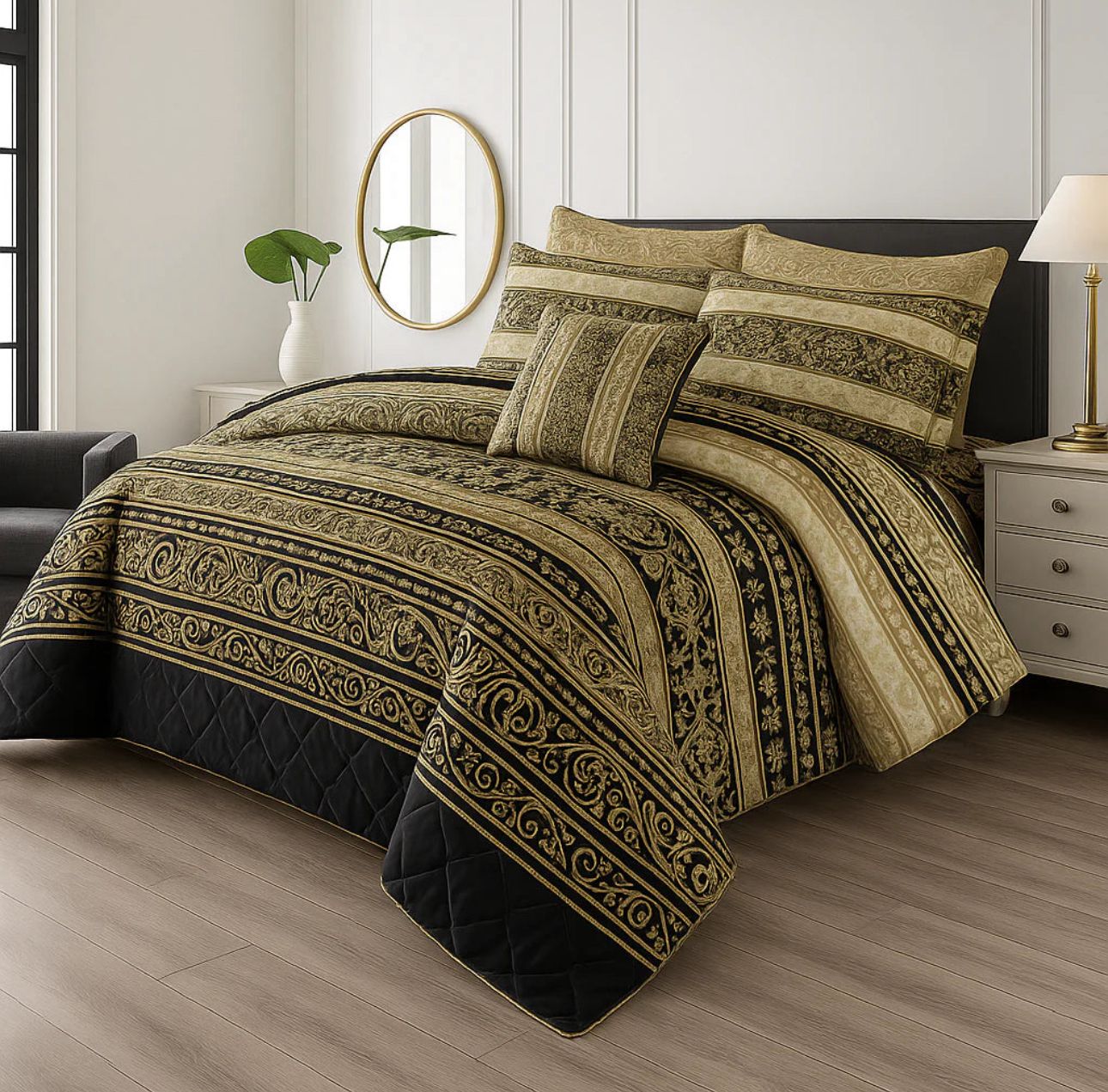 7Pc Printed Comforter Set