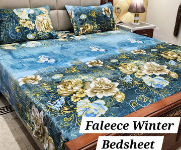 3PCS FLEES BEDSHEET[ light blue multi]