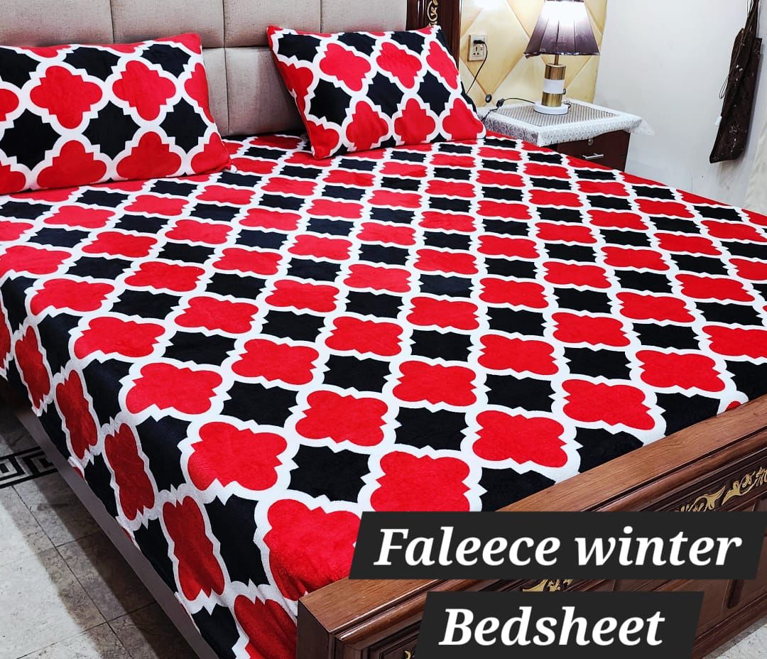 3PCS FLEES BEDSHEET (red black box)