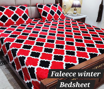 3PCS FLEES BEDSHEET (red black box)
