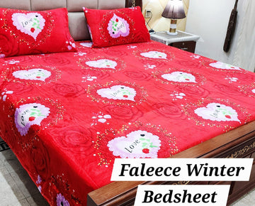 3PCS FLEES BEDSHEET (red wight