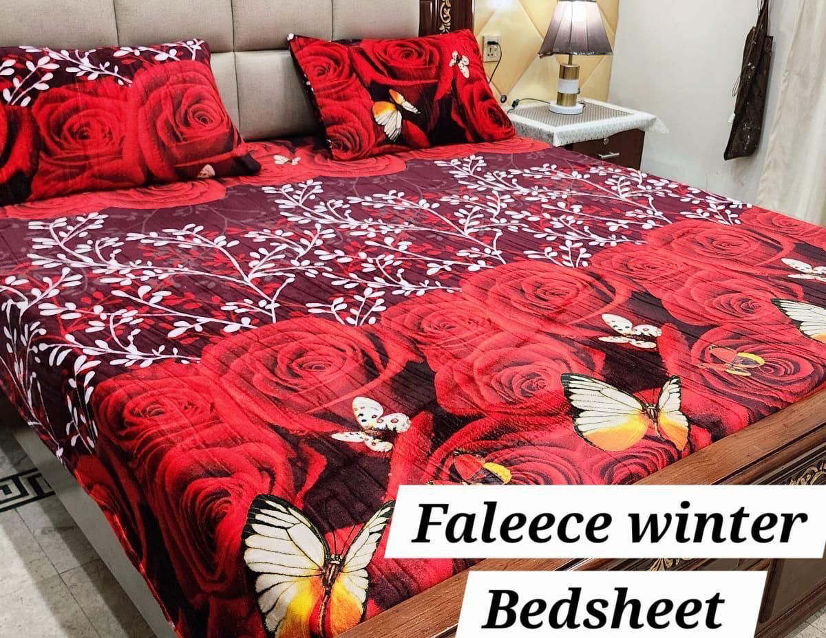 3PCS FLEES BEDSHEET( red )