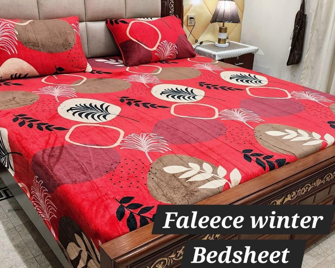 3PCS FLEES BEDSHEET (red )