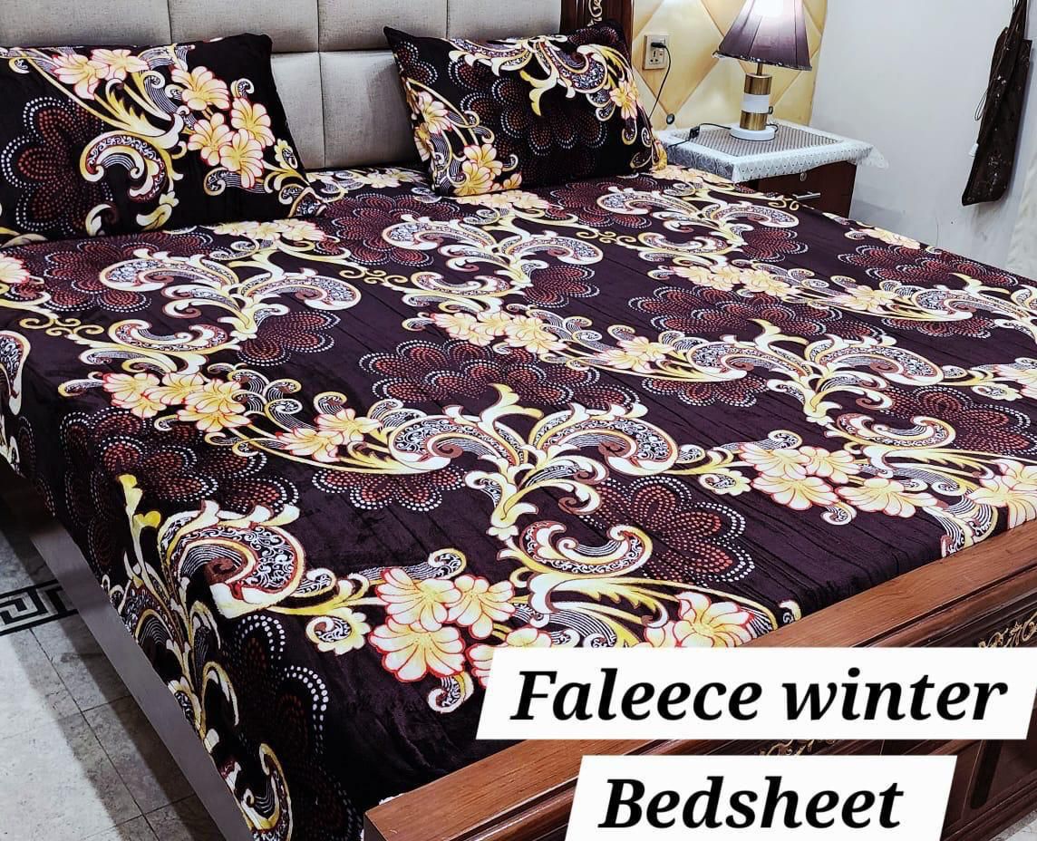 3PCS FLEES BEDSHEET (purpul flower multi)