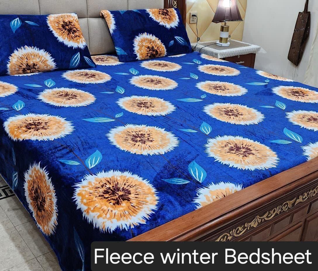 3PCS FLEES BEDSHEET (blue 0)