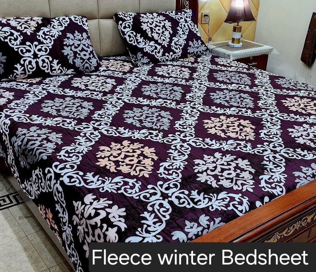 3PCS FLEES BEDSHEET (blue taj)