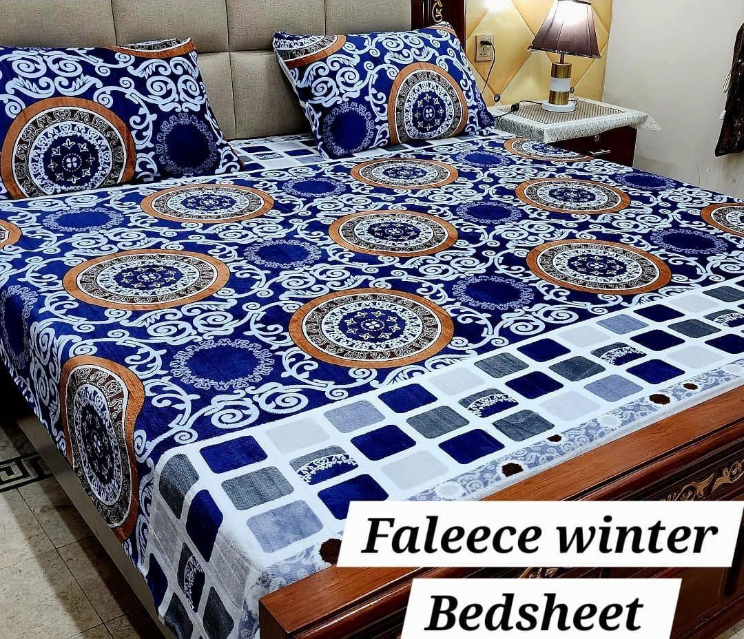3PCS FLEES BEDSHEET ( blue 0)