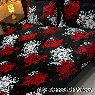 3PCS FLEES BEDSHEET (red wight . )