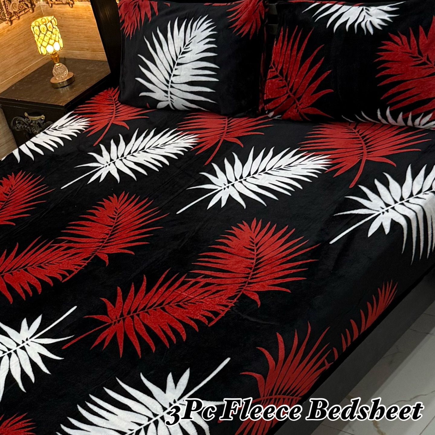 3PCS FLEES BEDSHEET[ black wight]