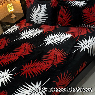 3PCS FLEES BEDSHEET[ black wight]