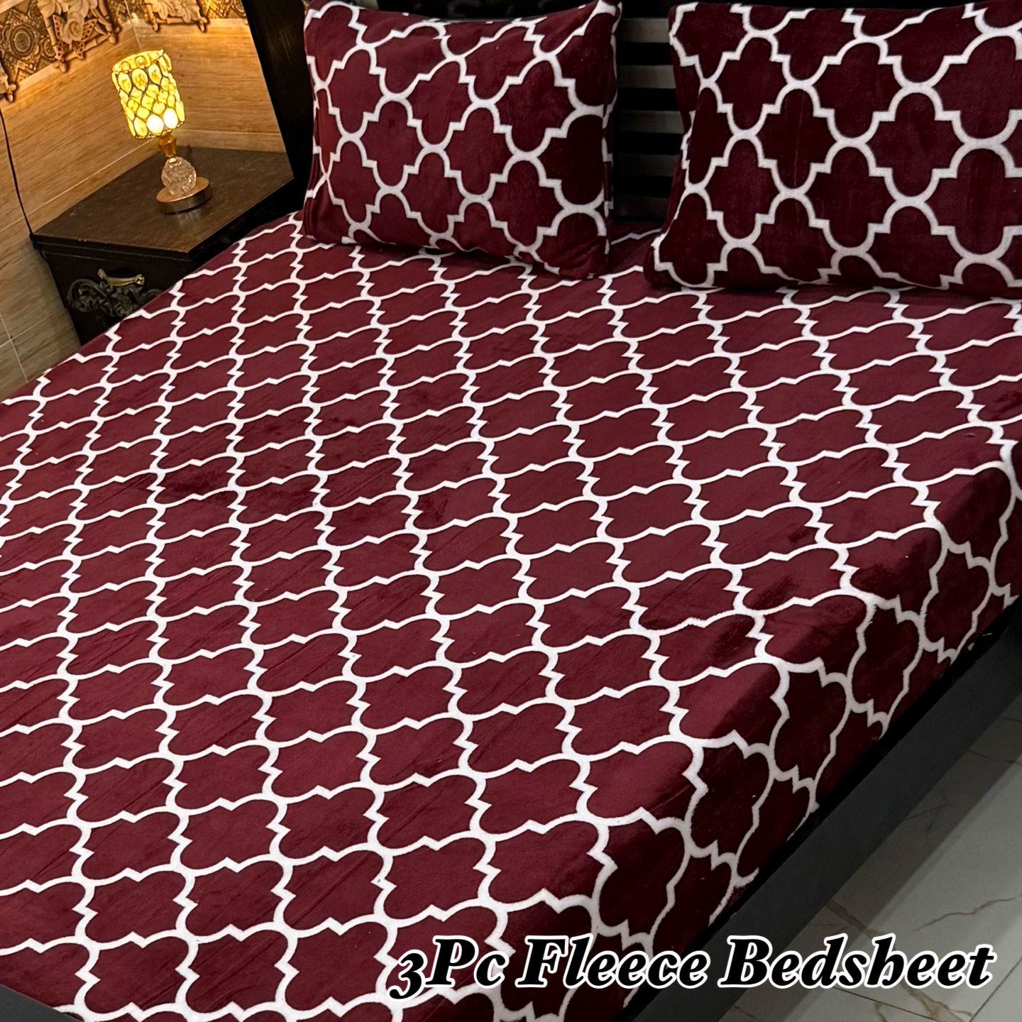 3PCS FLEES BEDSHEET( red box )