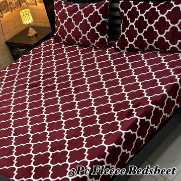 3PCS FLEES BEDSHEET( red box )
