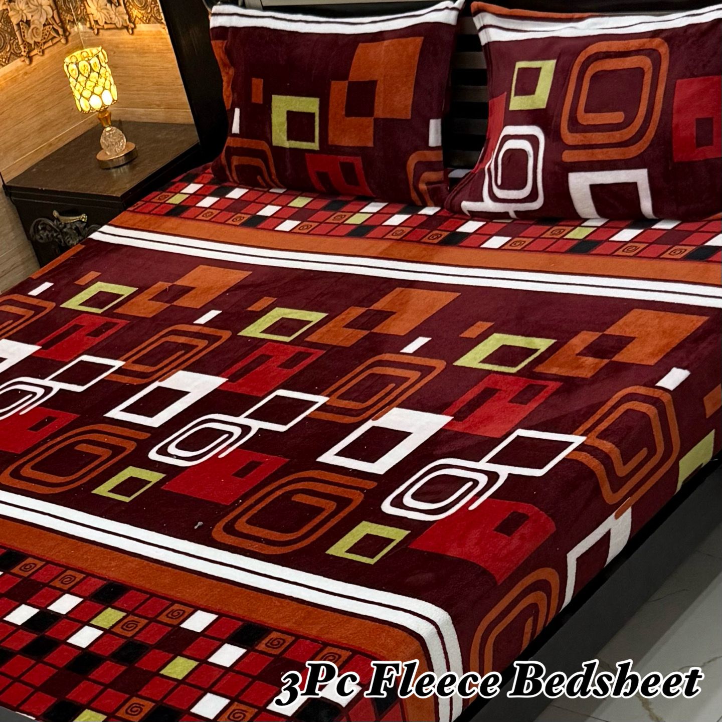 3PCS FLEES BEDSHEET (red box)