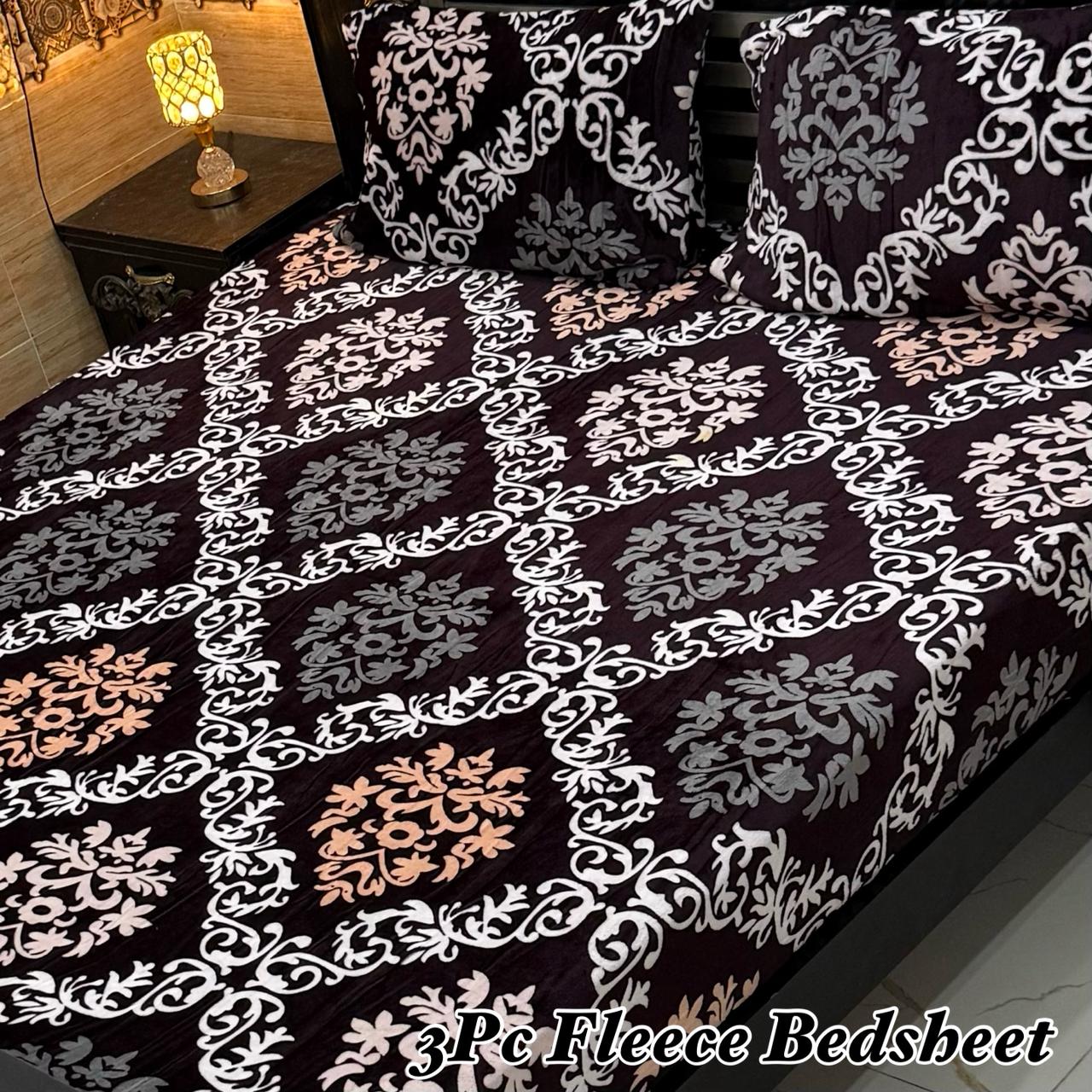 3PCS FLEES BEDSHEET (blue taj)