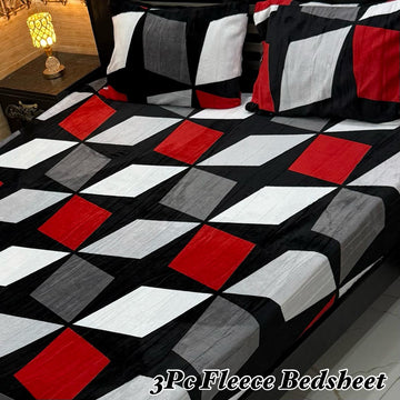 3PCS FLEES BEDSHEET (red wight box)