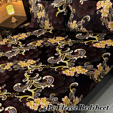 3PCS FLEES BEDSHEET (yellow flowers)