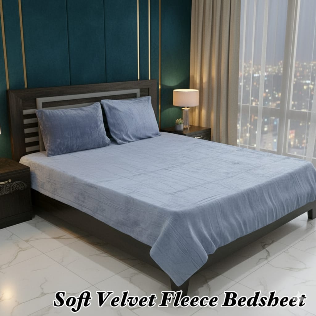 Luxury Soft Fleece Bedheet Silver