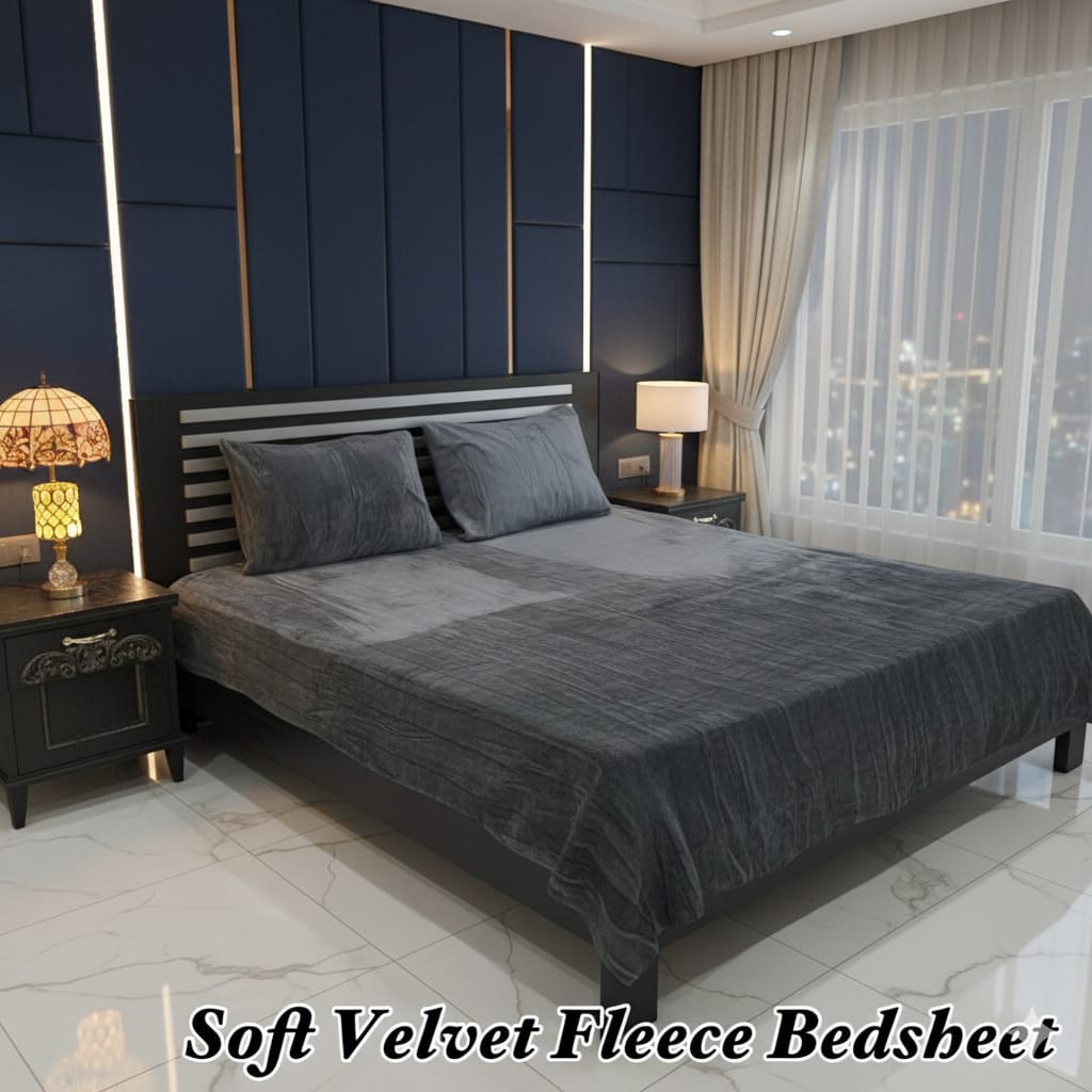 Luxury Soft Fleece Bedheet Smoke grey