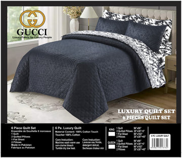 6Pc Quilted Comforter Set Gucci