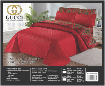 6Pc Quilted Comforter Set Gucci