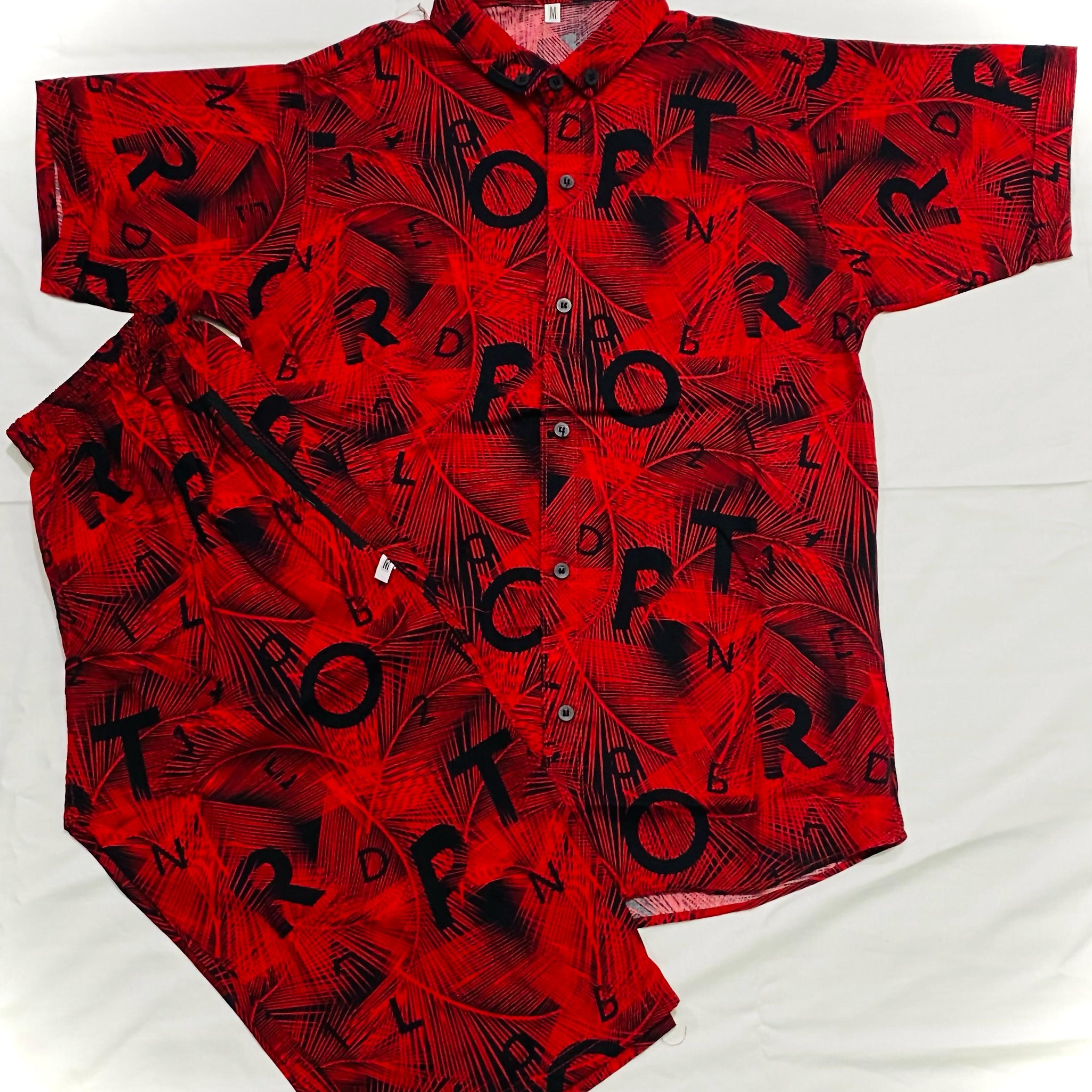PRINTED MENS SHORTS +SHIRT| RED RICH|