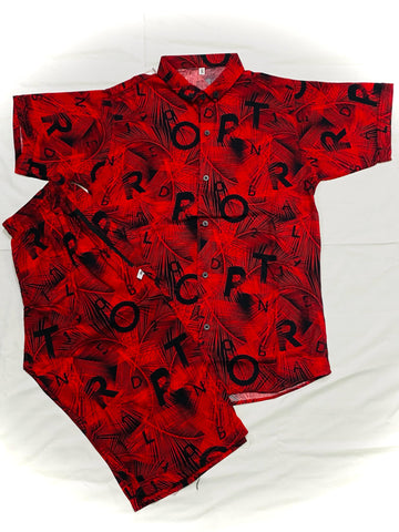 PRINTED MENS SHORTS +SHIRT| RED RICH|