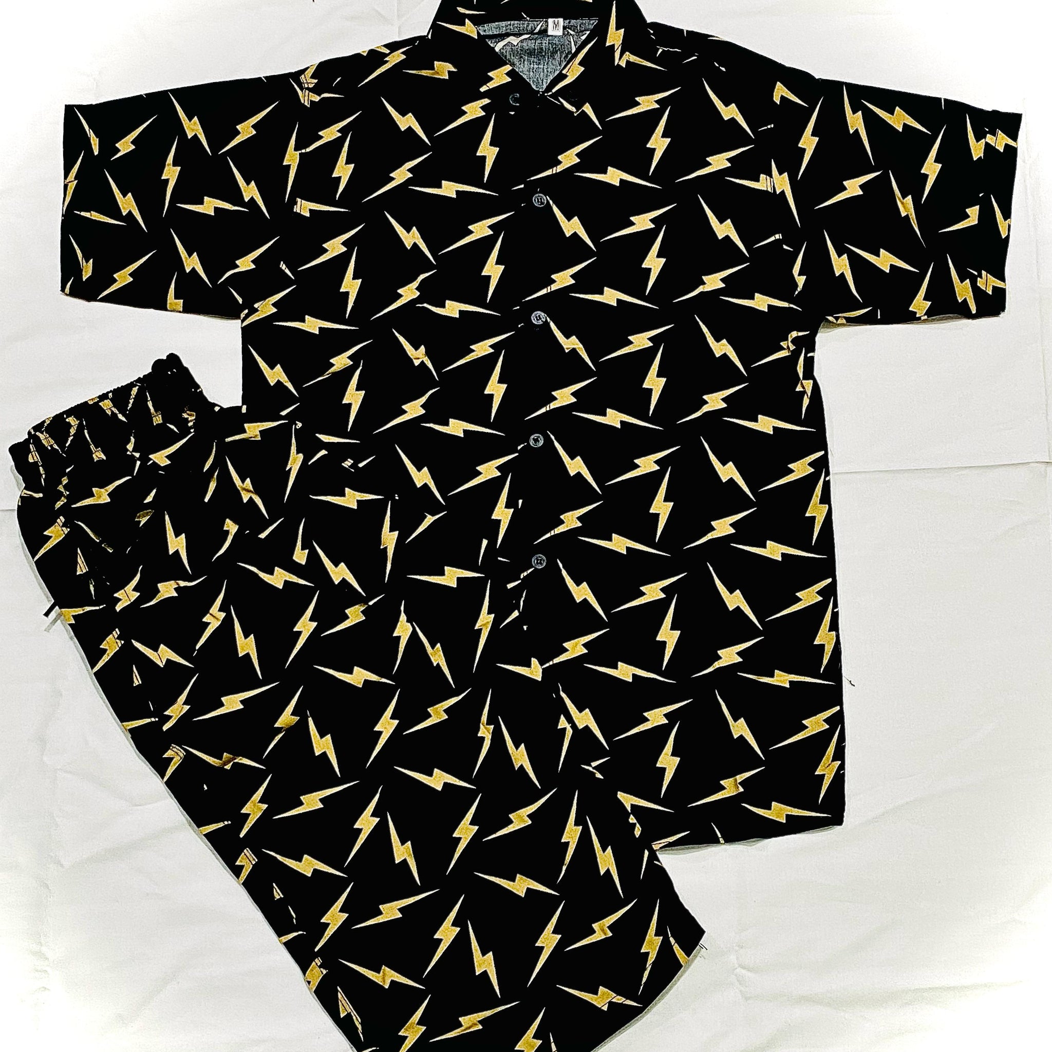PRINTED MENS SHORTS +SHIRT|ELECTIC BLACK|