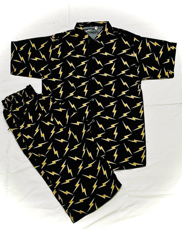 PRINTED MENS SHORTS +SHIRT|ELECTIC BLACK|