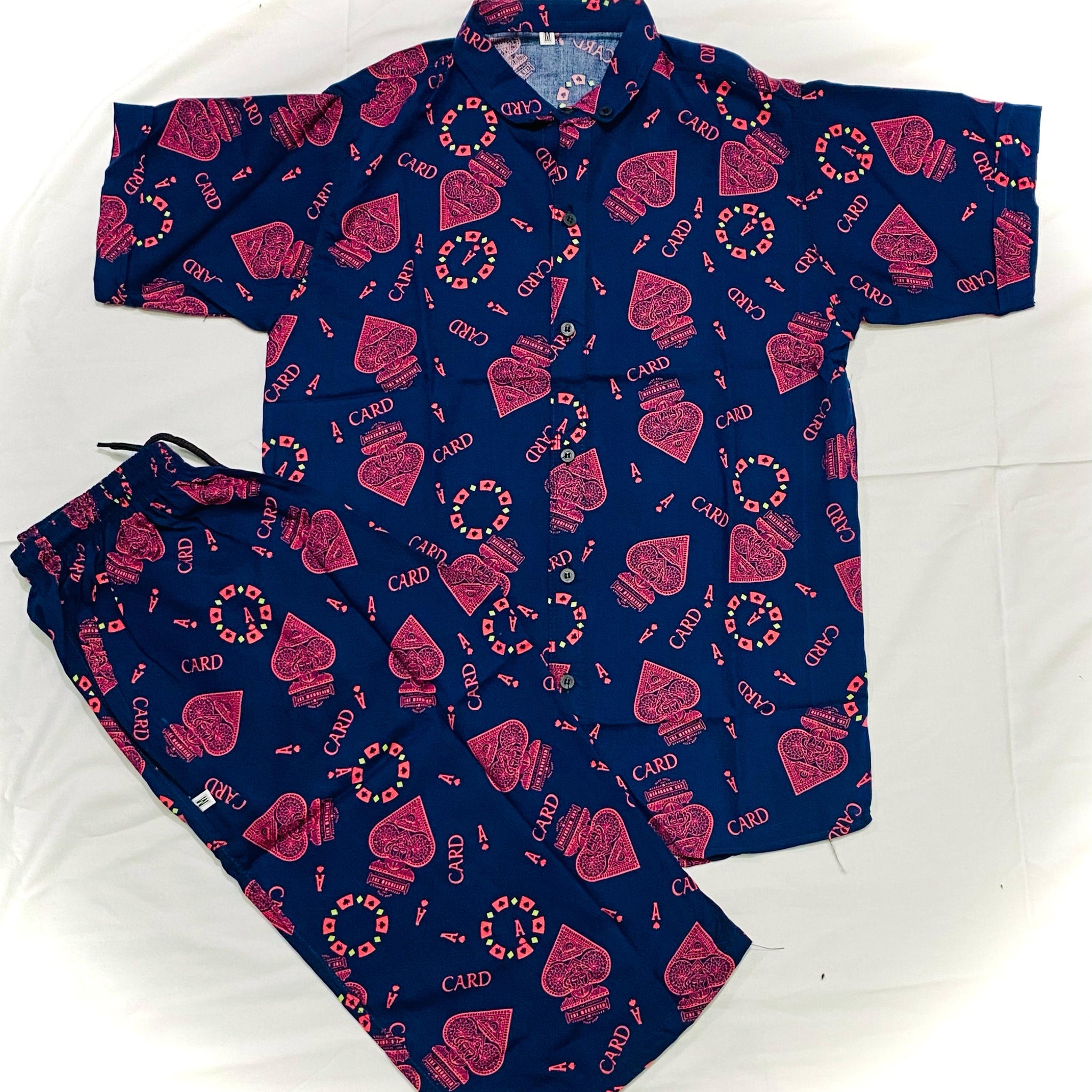 PRINTED MENS SHORTS +SHIRT|RED CARD |