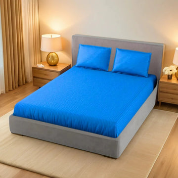 ROYAL stripe satin fitted bedsheet - (premium)