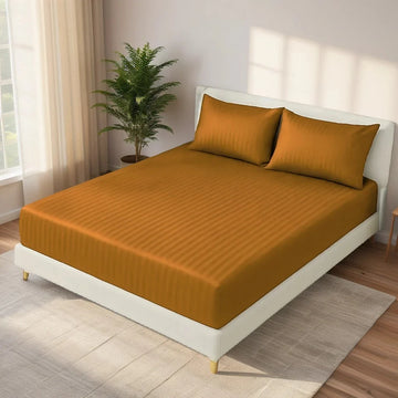 POLISH stripe satin fitted bedsheet - (premium)