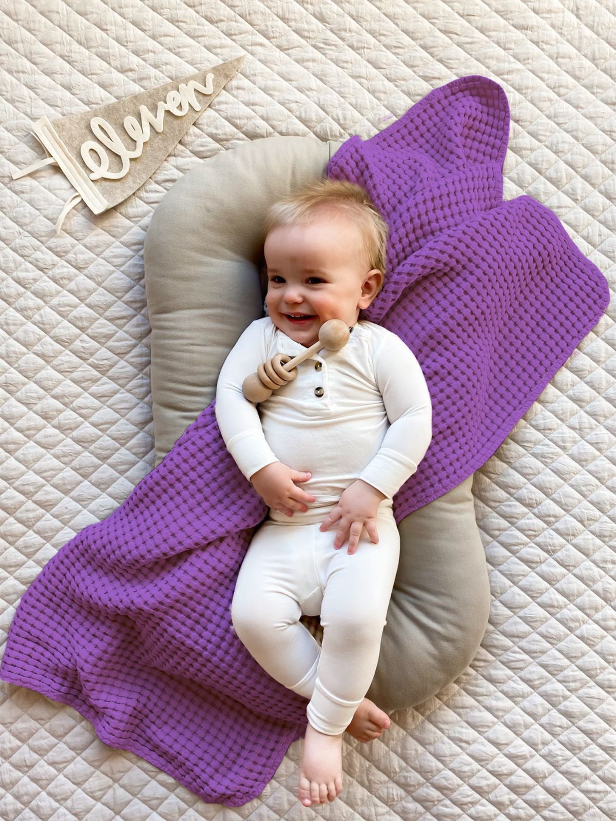(PURPLE) WAFFLE KID,S BLANKET | 100% cotton Soft & Cozy Blanket, Lightweight Toddler Throw for Boys & Girls (Copy)