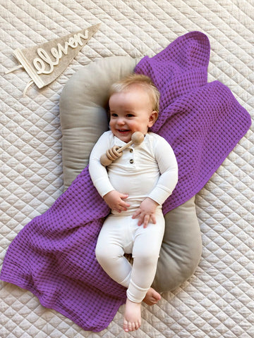 (PURPLE) WAFFLE KID,S BLANKET | 100% cotton Soft & Cozy Blanket, Lightweight Toddler Throw for Boys & Girls (Copy)