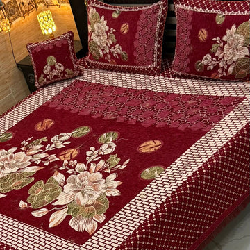 4Pc Velvet Jaquard Bedsheet |King Size | Velvet Jaquard