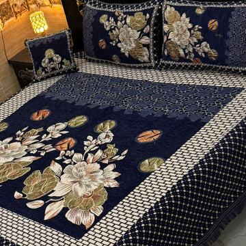4Pc Velvet Jaquard Bedsheet |King Size | Velvet Jaquard