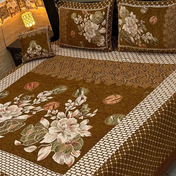 4Pc Velvet Jaquard Bedsheet |King Size | Velvet Jaquard