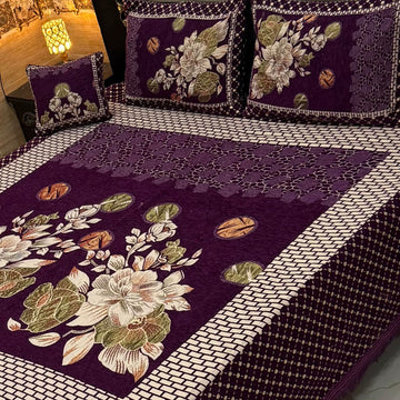4Pc Velvet Jaquard Bedsheet |King Size | Velvet Jaquard