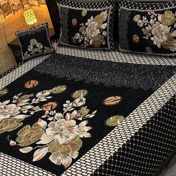 4Pc Velvet Jaquard Bedsheet |King Size | Velvet Jaquard